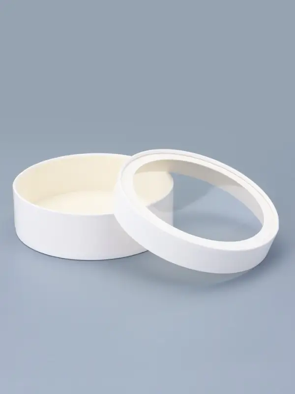 Коробка подарочная круглая с окном, завальцованная, белая, 18&times;6 см