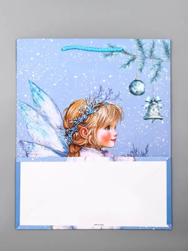 Пакет подарочный новогодний ламинированный, «Новогодний ангел» , 26×12×32 см