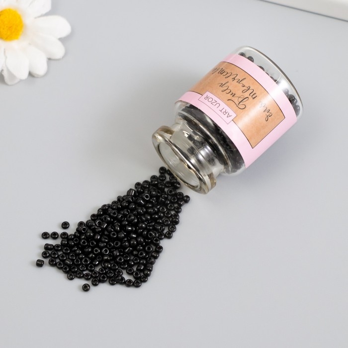 Бисер круглый 12/0 в бутылочке  Бисер круглый 12/0 в бутылочке "Чёрная ночь" 2х20 гр набор 2 шт