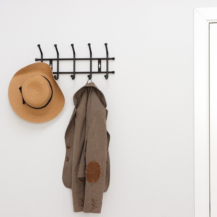 Вешалка настенная на 5 крючков, 48×21,5 см, цвет медный антик Вешалка настенная на 5 крючков, 48×21,5 см, цвет медный антик