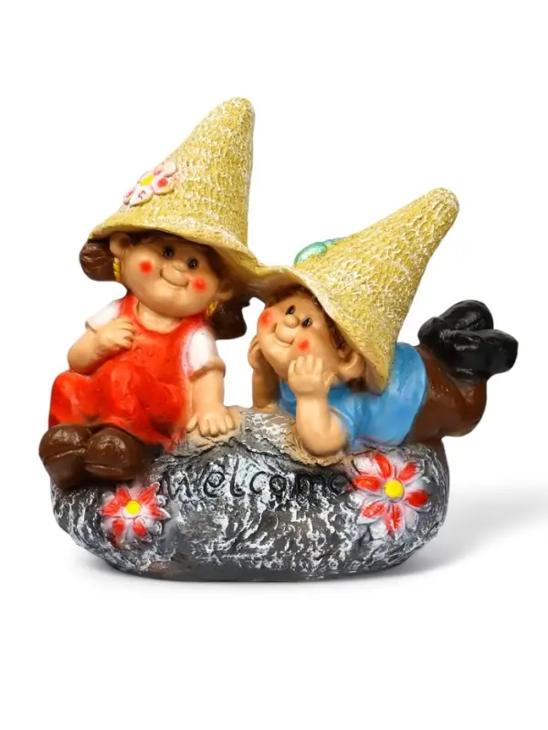 Садовая фигура из полистоуна &laquo;Девочка с мальчиком на камне&raquo;, 42&times;22&times;41 см