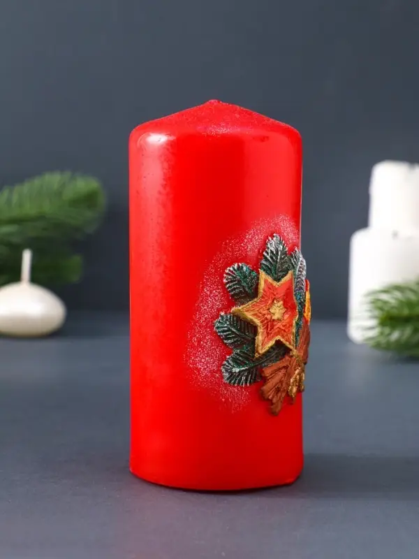 Свеча-цилиндр "Сочельник" 6х6х13 см