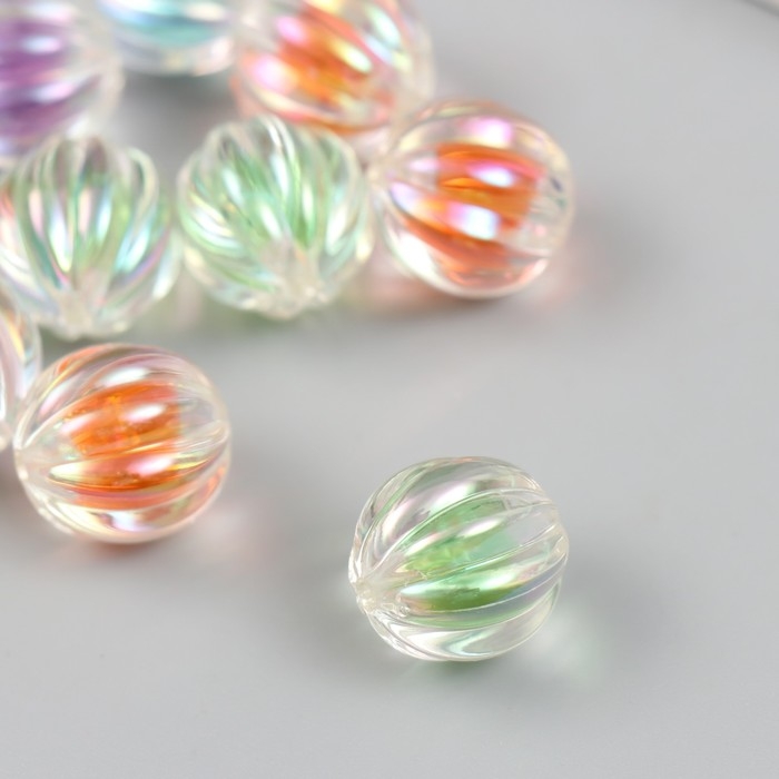 Бусина для творчества пластик Бусина для творчества пластик "Шарик арбуз с цветной серединкой" МИКС d=1,6 см набор 10 шт