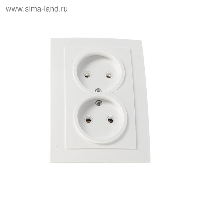 Розетка  Розетка "Элект" RS 16-237-Б, двухместная, без з/к, скрытая, белая