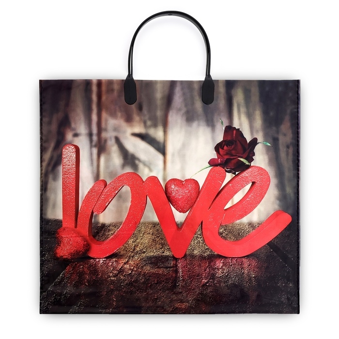 Пакет Пакет "О любви", полиэтиленовый с пластиковой ручкой, 37 х 34 см, 90 мкм