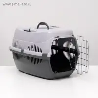 Переноска для животных до 12 кг &laquo;Пижон&raquo;, 49&times;33&times;32 см, металлическая дверь, пластик, серая