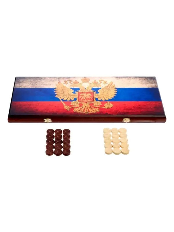 Настольная игра нарды с шашками &laquo;Герб России&raquo;, деревянные большие, 60&times;60 см