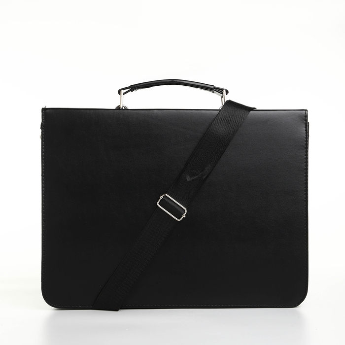 Сумка мужская деловая на клапане, цвет чёрный