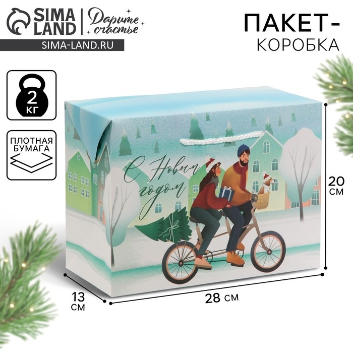 Пакет-коробка «Новый год вместе», 28 х 20 х 13 см, Новый год Пакет-коробка «Новый год вместе», 28 х 20 х 13 см, Новый год