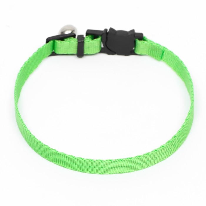 Ошейник кошачий с бубенчиком, 30 х 1 см, полиэстер, зелёный Ошейник кошачий с бубенчиком, 30 х 1 см, полиэстер, зелёный