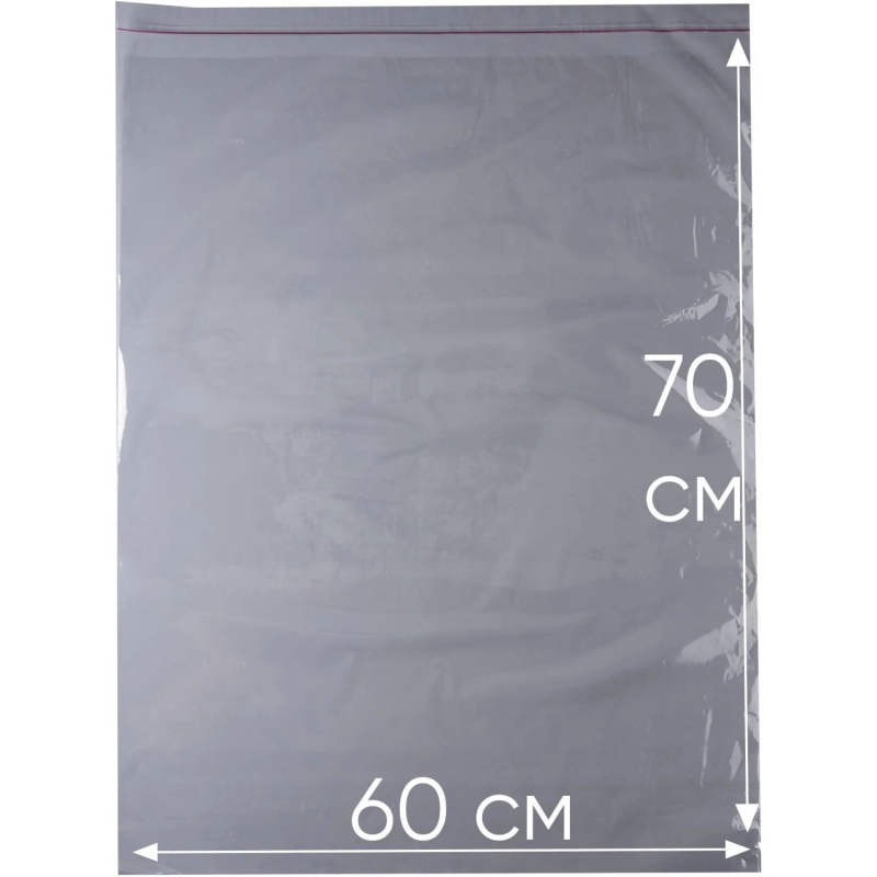 Пакет фасовочный ПП 60х70+5см с клеевым клапаном 30 мкм 100 шт/уп