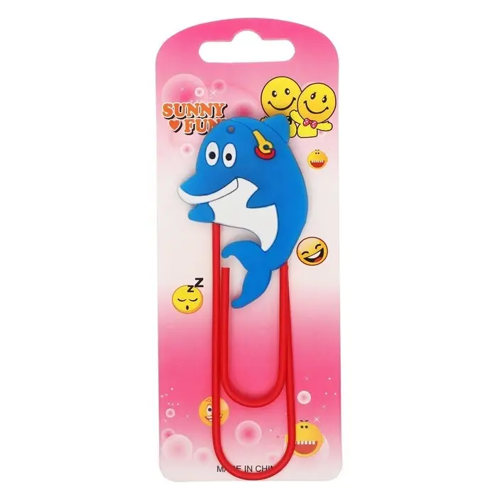 Закладка-скрепка большая «Дельфин», 11 см, МИКС Закладка-скрепка большая «Дельфин», 11 см, МИКС