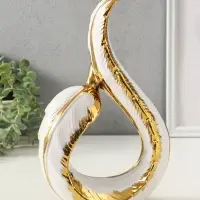 Сувенир керамика "Изогнутое пёрышко" белый с золотом 9х17,5х29,5 см