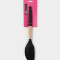 Лопатка кухонная Доляна &laquo;Брауни&raquo;, 32&times;6 см, силикон, бук, чёрная