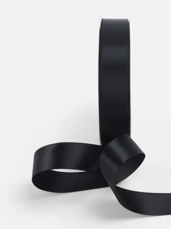 Лента атласная TEIRA, двухсторонняя, 20 мм, 25&plusmn;1 м, чёрная №0030