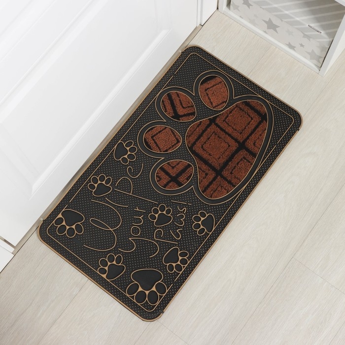 Коврик придверный Доляна «Лапка», цвет МИКС Коврик придверный Доляна «Лапка», цвет МИКС