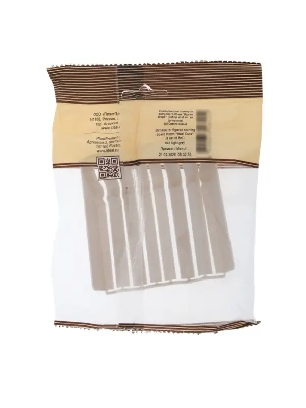 Накладки для фигурного плинтуса &laquo;Идеал. Дюра&raquo;, 80 мм, 8 штук, цвет 002 светло-серый