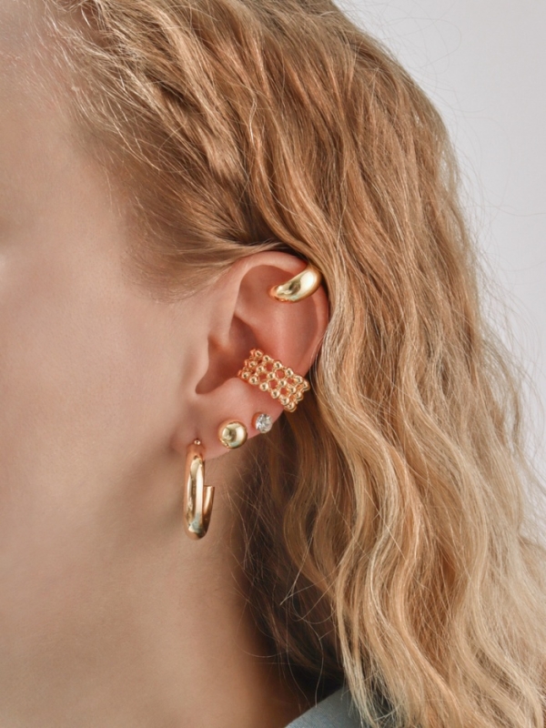 Набор серьги и каффы 8 шт. «Кольца» капли, цвет золото