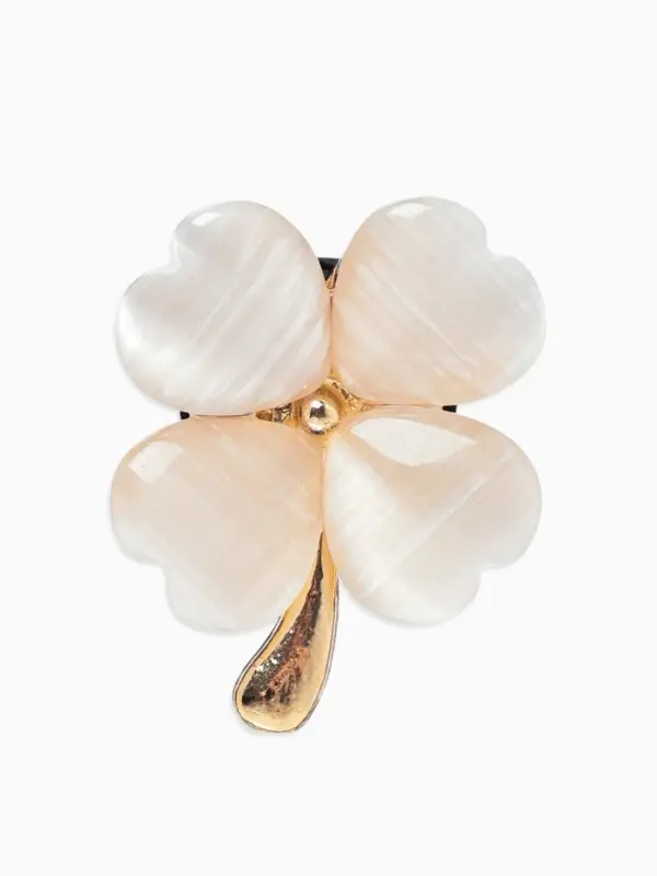 Значок &laquo;Клевер четырёхлистный&raquo;, бежевый в золоте