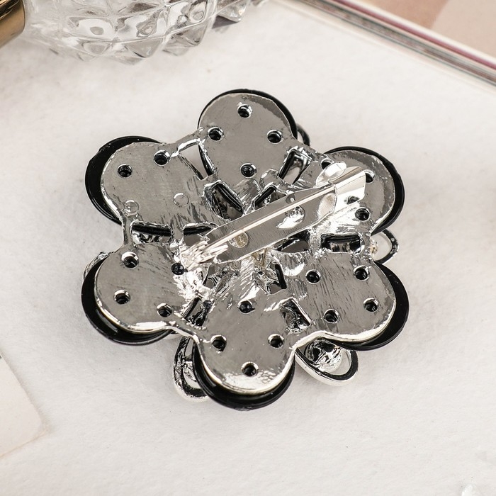 Брошь «Цветок» астры, цвет чёрный в серебре Брошь «Цветок» астры, цвет чёрный в серебре