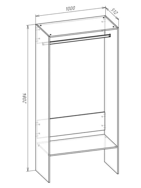 Вешалка модульной гардеробной системы «Модус», 2090×1000×520 мм, цвет белый