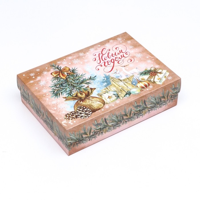 Подарочная коробка сборная Подарочная коробка сборная "Мешочек с елкой", 21 х 15 х 5,7 см