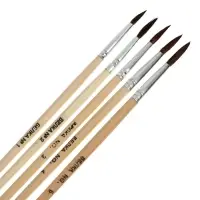 Набор кистей для рисования, белка, 5 штук: № 1, 2, 3, 4, 5, круглые, деревянная ручка, международный размер