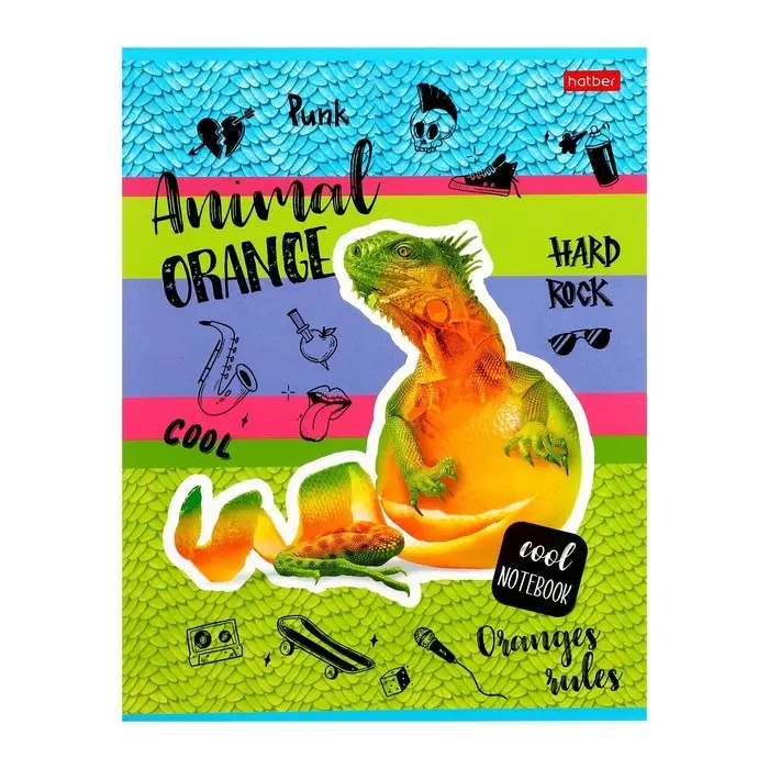 Тетрадь 80 листов в клетку Animals orange, обложка мелованный картон, выборочный лак, блок 65 г/м&sup2;, МИКС