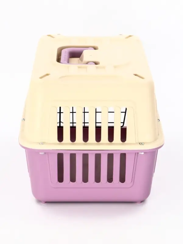 Переноска для животных, 44&times;31&times;27 см, пластик, бежевая, лавандовая