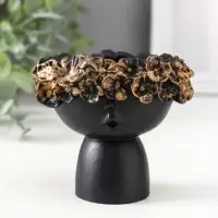 Подсвечник для тонкой свечи «Девочка в венке малая», 7.5×9×8 см, чёрный