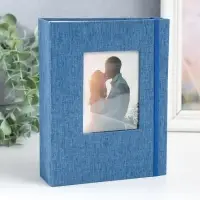 Фотоальбом на 100 фото 13х18 см "Синий" текстиль 19,5х15х5,5 см