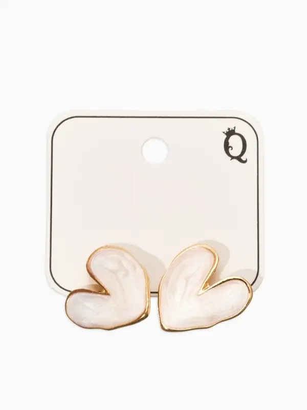 Серьги Серьги "Сердечки перламутровые", цвет белый в золоте