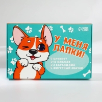 Подарочный набор «У меня лапки» блокнот А6, значок, наклейки и карандаши 2 шт