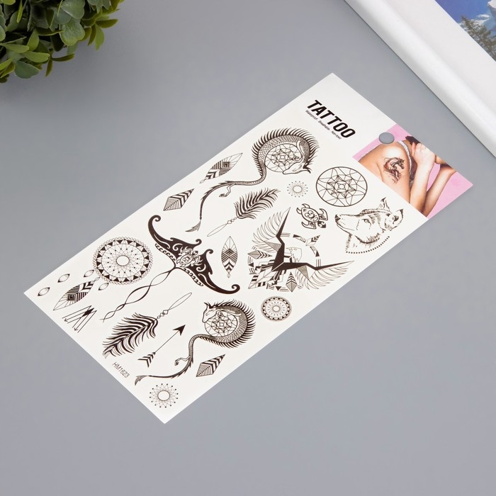 Татуировка на тело чёрная Татуировка на тело чёрная "Сила природы" 10х20,5 см