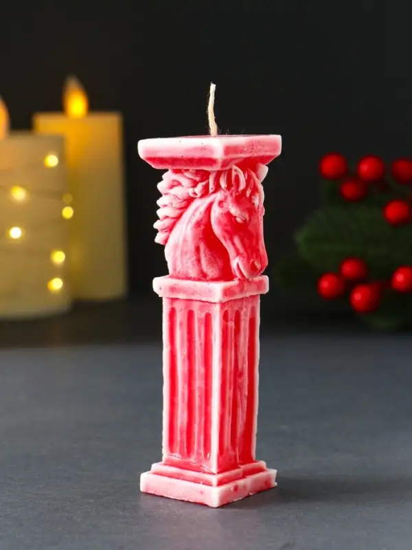 Свеча новогодняя "Пегас" 35х120 мм, красный