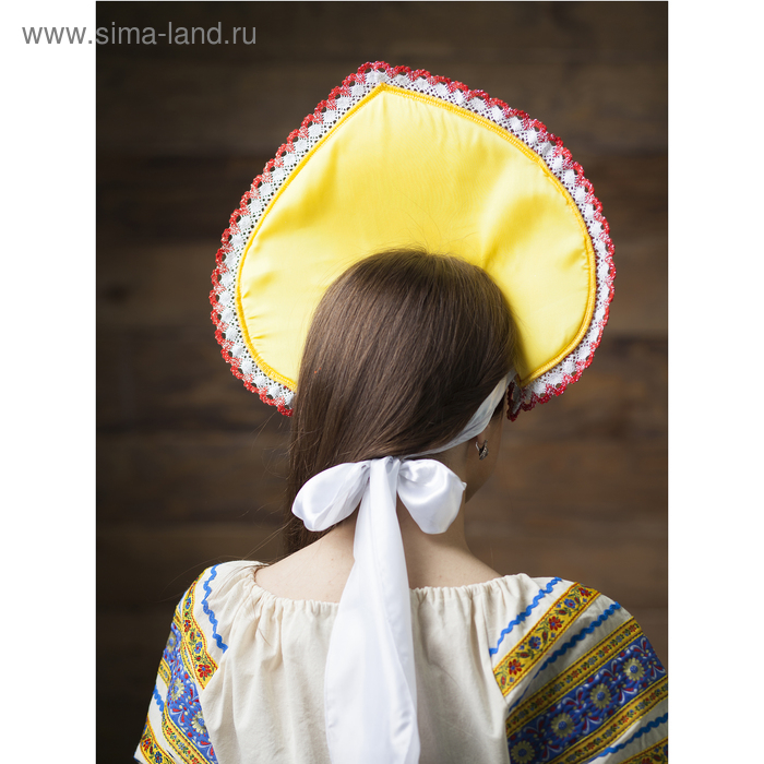 Кокошник «Хохлома ягодки», жёлтый атлас Кокошник «Хохлома ягодки», жёлтый атлас