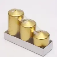 Свеча столбик 6&times;7.5, 10, 12.5 см, набор 3 шт., золото