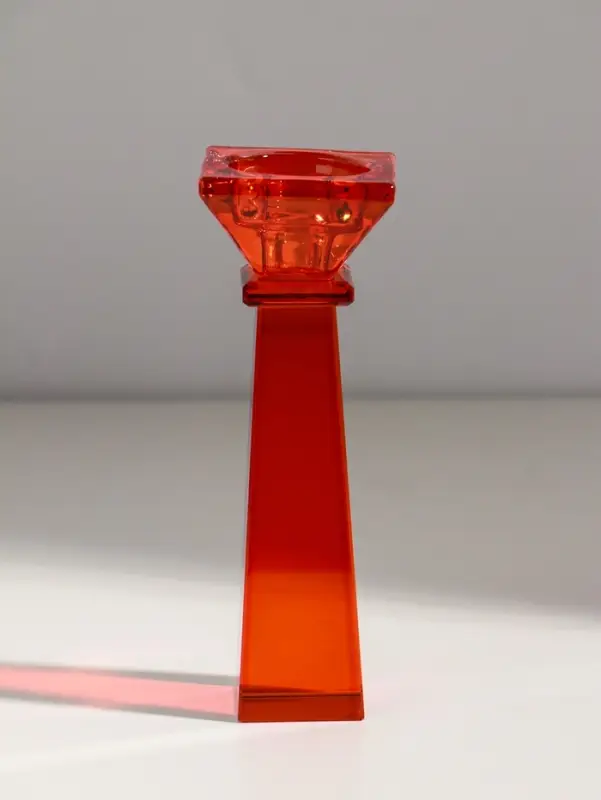 Подсвечник стекло на 1 свечу "Феникс" оранж d=2,2 и 4,2 см 5,5х5,5х16,7 см