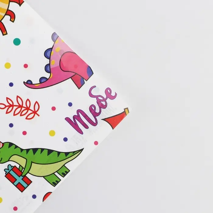 Бумага упаковочная глянцевая двухсторонняя «Динозаврики», 70 х 100 см