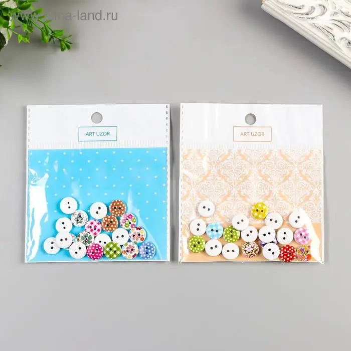 Набор пуговиц декоративных дерево "Горошек" набор 20 шт МИКС 1х1 см