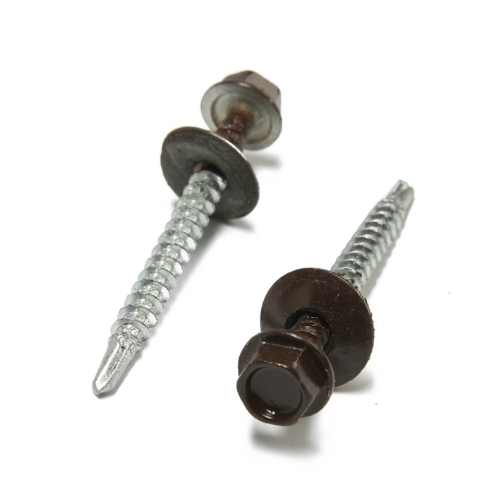 Саморезы кровельные 4,8х50 мм, RAL8017 цвет коричневый, 150 шт. Саморезы кровельные 4,8х50 мм, RAL8017 цвет коричневый, 150 шт.