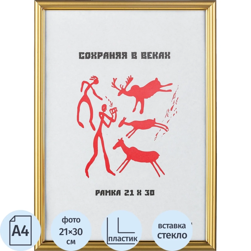Рамка пластиковая 590 21x30 (A4) золото