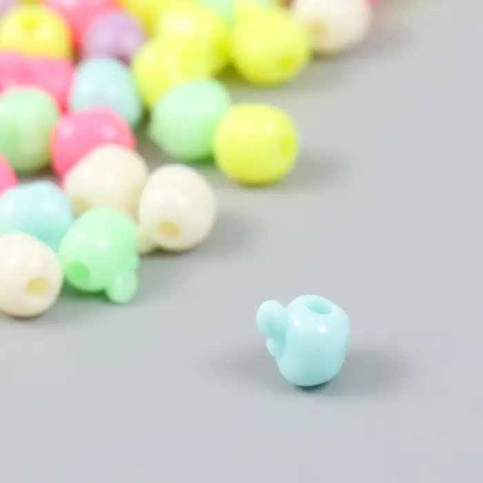 Бусины для творчества пластик "Яблочки цветные с листочками" МИКС набор 20 гр 0,7х0,8х0,9 см   96149