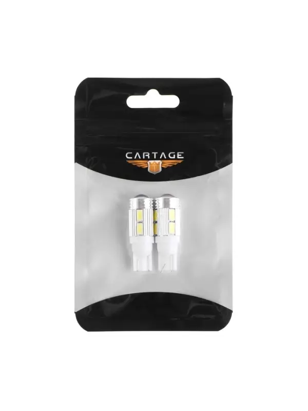 Светодиодная лампа для автомобиля CARTAGE, T10 5W5, 12 В, 10 SMD-5630, набор 2 шт.