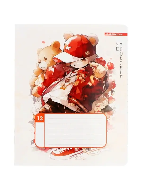 Тетрадь 12 листов, в линейку &laquo;С ушками&raquo;, мелованный картон, МИКС