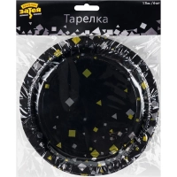 Набор тарелок Конфетти Party черная 17см 6шт/уп,1502-5497