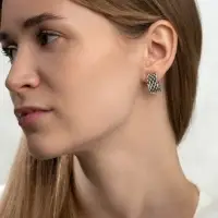 Серьги клипсы для ушей QF &laquo;Плетение&raquo;, цвет чернёное серебро