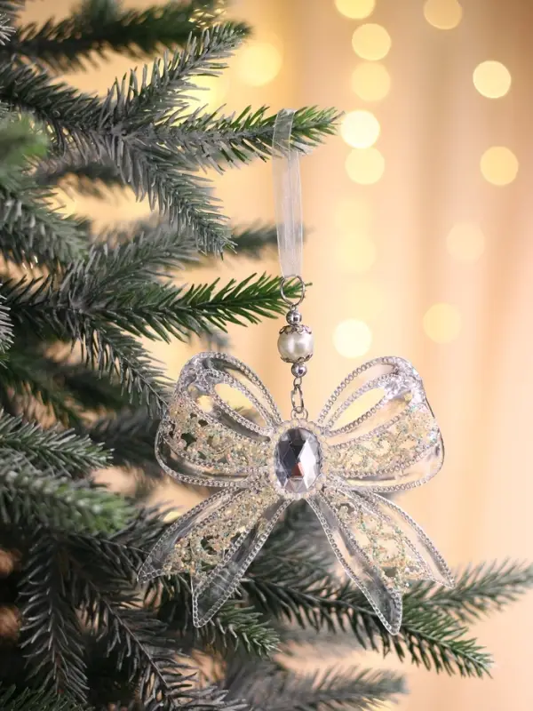 Ёлочная игрушка &laquo;Зимнее волшебство. Бантик блеск&raquo;, 12&times;10.5 см, прозрачный