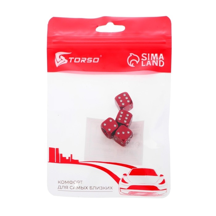 Колпачок на вентиль, кубик, красный, набор 4 шт Колпачок на вентиль, кубик, красный, набор 4 шт