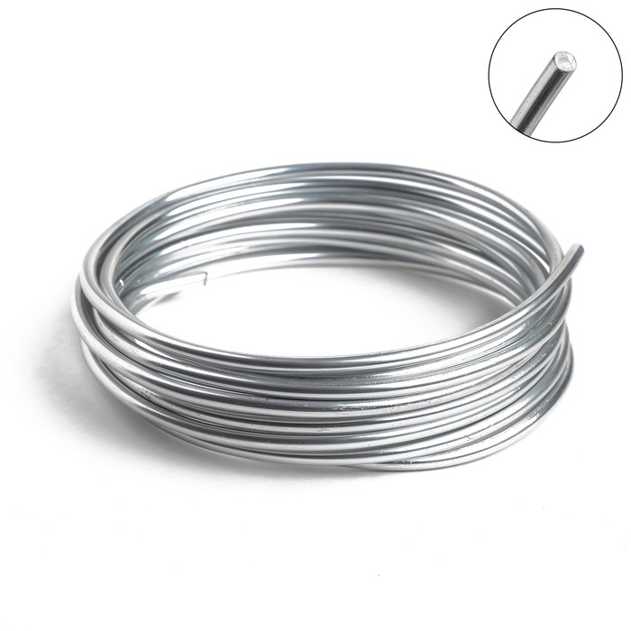 Проволока для плетения d=4 мм, намотка 3 м, цвет серебро Проволока для плетения d=4 мм, намотка 3 м, цвет серебро